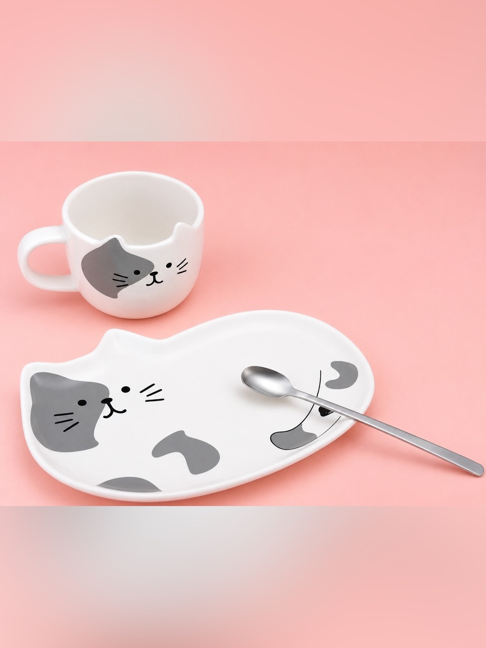 Cat Ceramic Mug Cup & Saucer Set